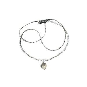 Clear lucite heart‎ pendant silver toned chain necklace 20"